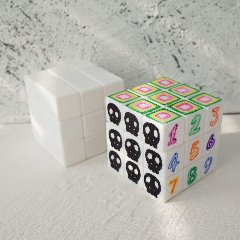 FOIBURELY 3x3 المكعب السحري الفارغ 3x3x3 الأبيض ألعاب الألغاز المكعب DIY - Image 3